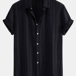 Ensemble — chemise texturée rayée & pantalon texturé froissé à jambe droite