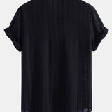 Ensemble — chemise texturée rayée & pantalon texturé froissé à jambe droite
