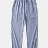 Ensemble Capucine — chemise en lin et viscose & pantalon en lin rayé à jambe droite