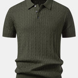 Ensemble — polo en maille jacquard torsadé & pantalon à jambe droite et taille élastique