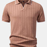 Ensemble — polo jacquard géométrique à col Johnny & pantalon fuselé coupe slim