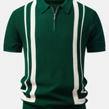 Ensemble — polo zippé contrastant & pantalon fuselé coupe slim