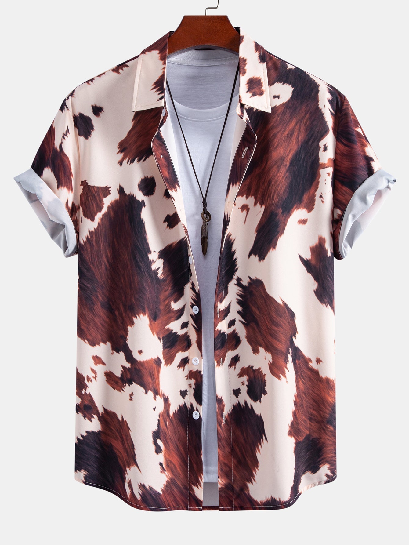 Ensemble Améline — chemise à imprimé vache & short texturé froissé à cordon