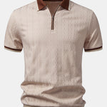 Ensemble Améline — polo zippé en maille texturée à bordure contrastante & pantalon fuselé