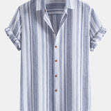 Ensemble — chemise en lin rayé & pantalon en lin rayé à jambe droite