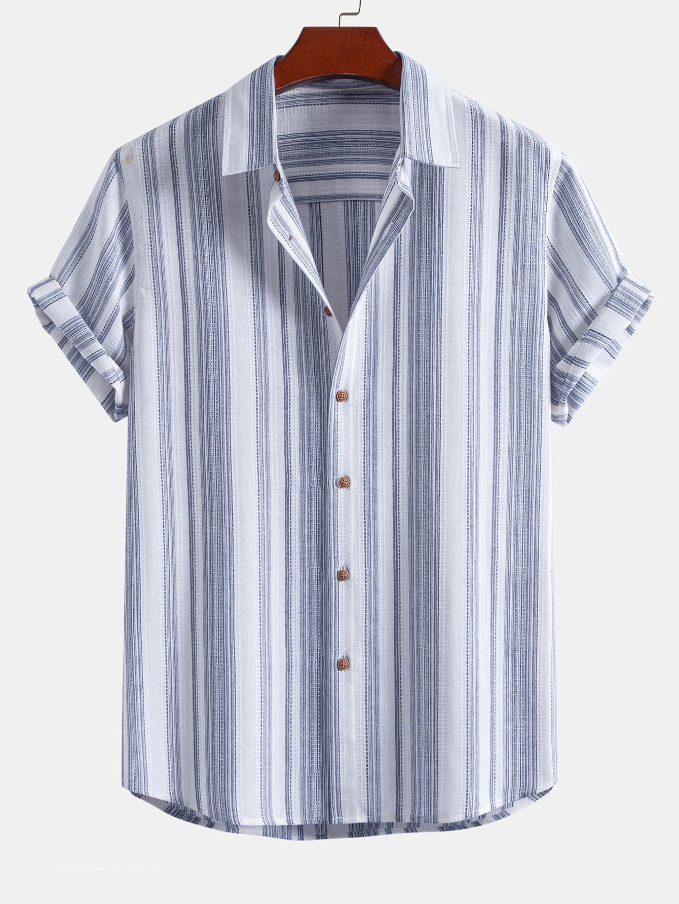 Ensemble — chemise en lin rayé & pantalon en lin rayé à jambe droite