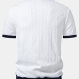 Ensemble — polo en maille jacquard géométrique contrastante & pantalon fuselé coupe slim