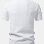 Ensemble Améline — polo en maille rayée à col Johnny & pantalon fuselé coupe slim