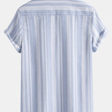 Ensemble — chemise en lin rayé & pantalon texturé froissé à jambe droite