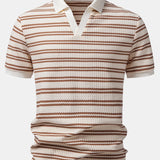 Ensemble Capucine — polo gaufré rayé à col Johnny & pantalon fuselé coupe slim