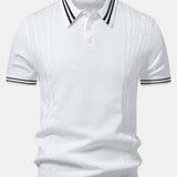 Ensemble — polo en maille jacquard torsadé à bordure contrastante & pantalon fuselé