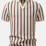 Ensemble Améline — polo gaufré rayé à col Johnny & pantalon fuselé coupe slim