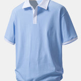 Ensemble — polo en coton contrastant coupe décontractée & short en coton à cordon
