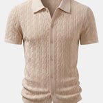 Ensemble — chemise en maille jacquard torsadé & pantalon fuselé coupe slim