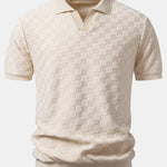 Ensemble — polo en maille à col V à damier & pantalon fuselé coupe slim