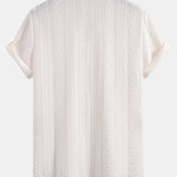Ensemble Améline — chemise jacquard géométrique & pantalon texturé froissé à jambe droite