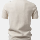 Ensemble Améline — polo en maille rayée à col Johnny & pantalon fuselé coupe slim