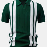 Ensemble Améline — polo en maille rayée à col Johnny & pantalon fuselé coupe slim
