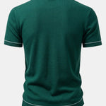 Ensemble — chemise côtelée en maille à bordure contrastante & pantalon fuselé coupe slim