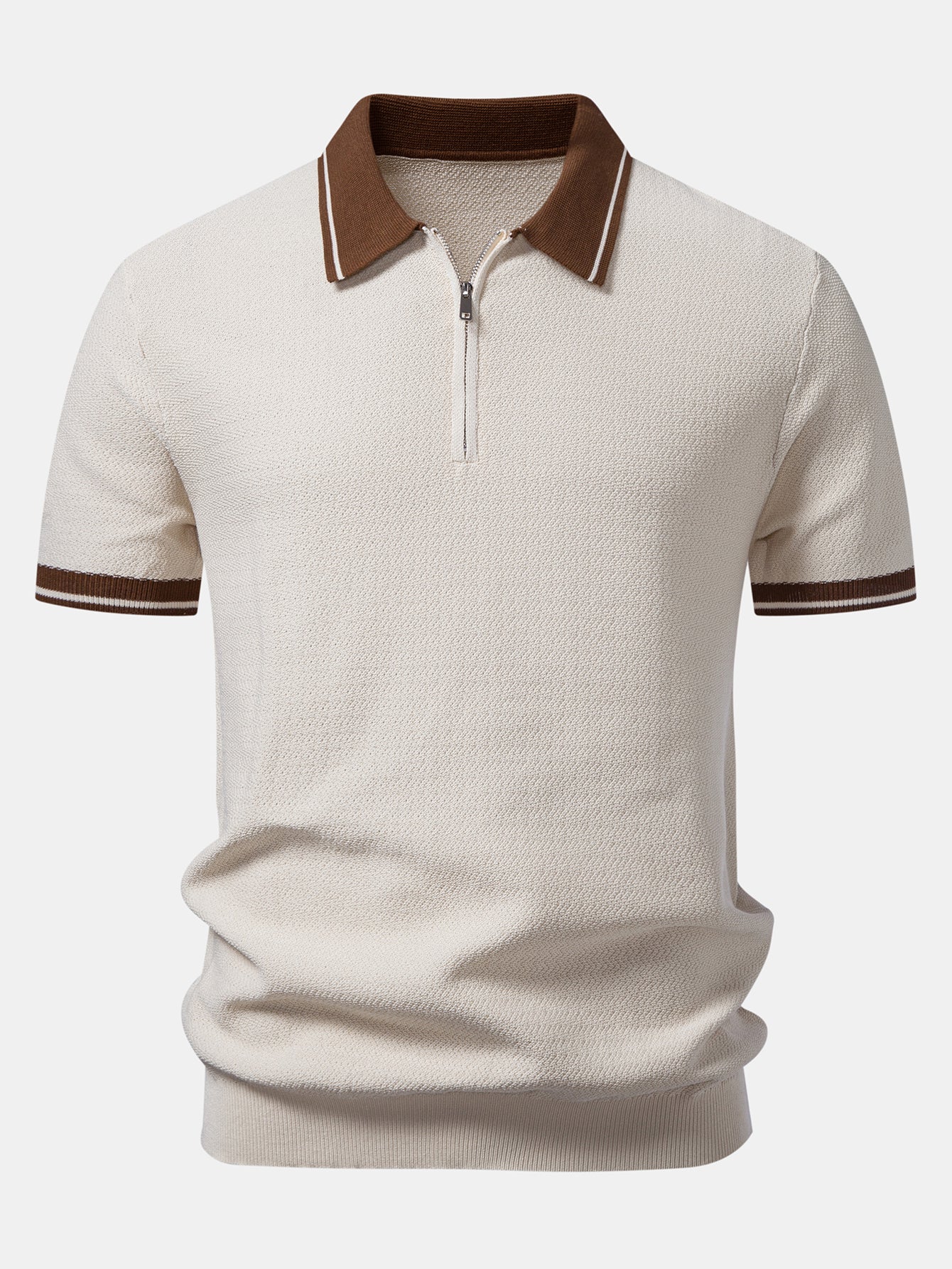 Ensemble Capucine — polo zippé en maille contrastante & pantalon fuselé coupe slim