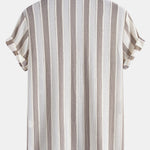 Ensemble Améline — chemise texturée rayée & pantalon en lin à jambe droite