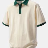 Ensemble — polo en coton contrastant coupe décontractée & short en coton à cordon