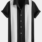 Chemise bowling patchwork en lin