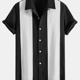 Chemise bowling patchwork en lin