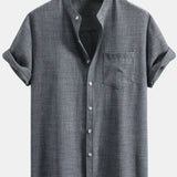 Ensemble Améline — chemise à col officier et manches courtes & short en lin à cordon