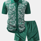 Ensemble — chemise boutonnée en maille à motif paisley & short en maille