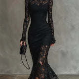 Jeanne — Robe Maxi Élegante en Dentelle à Queue de Poisson
