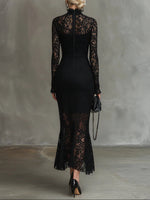 Robe Maxi Élegante en Dentelle à Queue de Poisson