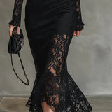 Jeanne — Robe Maxi Élegante en Dentelle à Queue de Poisson