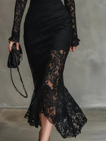 Robe Maxi Élegante en Dentelle à Queue de Poisson
