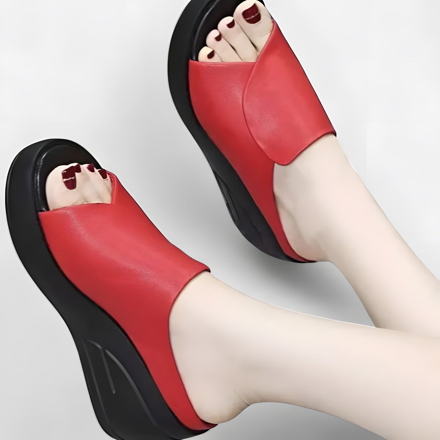 Kora | Sandales orthopédiques femme à talon wedge Rouge