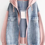 Veste en Jean Bicolore à Capuche