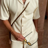 Men's Summer Set | Short Sleeve Shirt & Rib Structure Shorts