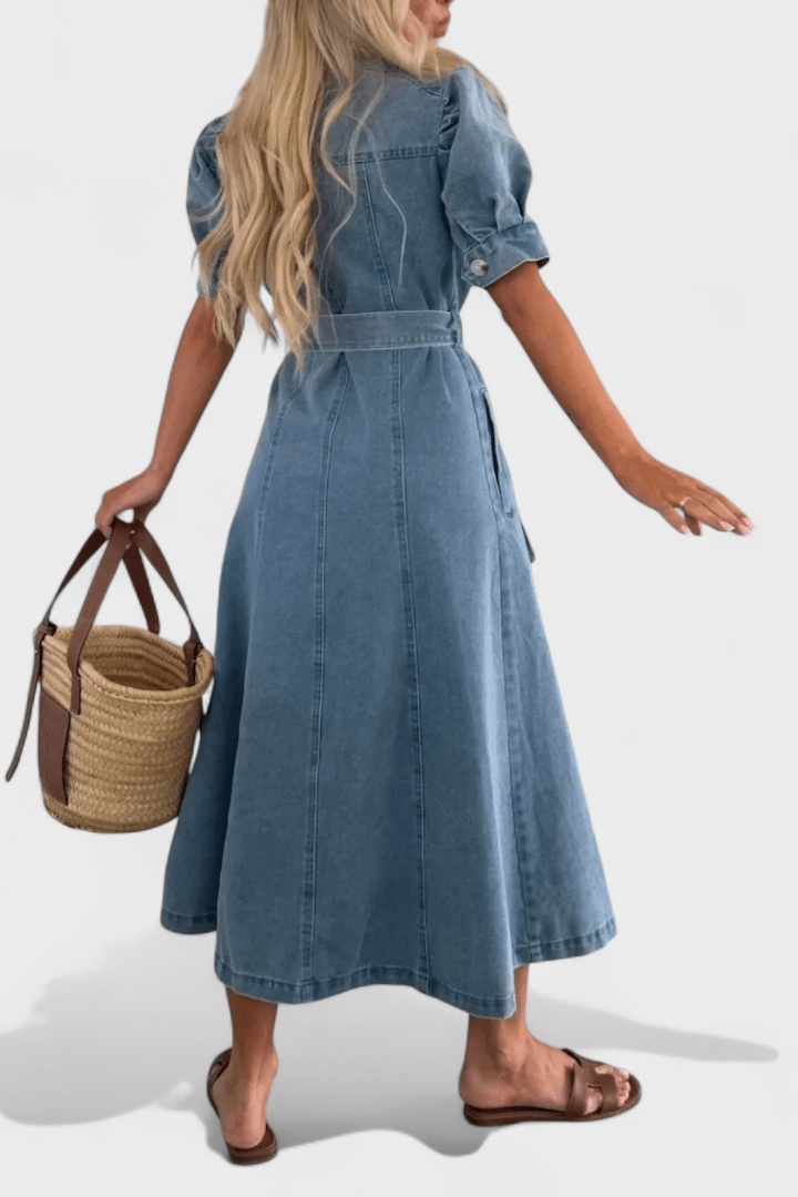 Robe Chemise Midi en Jean à Ceinture