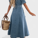 Robe Chemise Midi en Jean à Ceinture