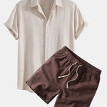 Ensemble — chemise en lin et viscose & short à cordon en lin mélangé