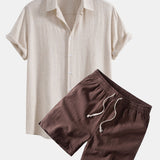 Ensemble — chemise en lin et viscose & short à cordon en lin mélangé