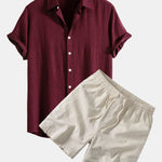 Ensemble — chemise en lin et viscose & short à cordon en lin mélangé