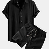 Ensemble — chemise en lin et viscose & short à cordon en lin mélangé
