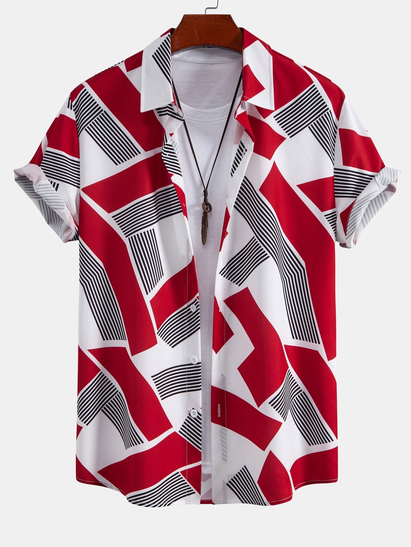 Ensemble Capucine — chemise à imprimé géométrique color block & short de bain