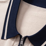 Ensemble Capucine — polo zippé en maille à bordure contrastante & pantalon fuselé coupe slim