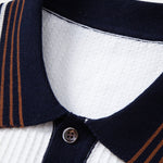 Ensemble — polo en maille gaufrée à bordure rayée contrastante & pantalon fuselé coupe slim
