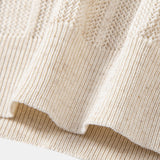 Ensemble — polo en maille ajourée de lin rayé & pantalon en lin à jambe droite