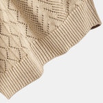 Ensemble Améline — polo en maille ajourée jacquard géométrique & pantalon en lin à jambe droite