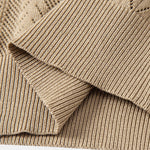 Ensemble Améline — polo en maille ajourée jacquard géométrique & pantalon en lin à jambe droite