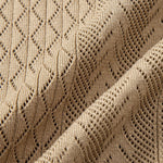 Ensemble Améline — polo en maille ajourée jacquard géométrique & pantalon en lin à jambe droite